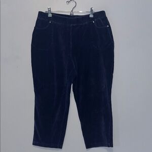 Women’s Quaker Factory Navy Corduroy Stretch Capri Pants Large Short
